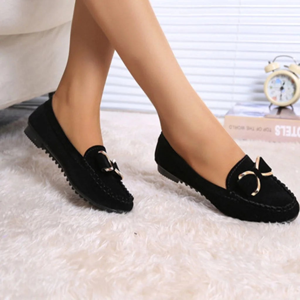  2022 Women's Loafers Solid Colors Flat Ballet Shoes Bow Knot Lazy Loafers Shallow Casual Slip On Shoes Scarpe Donna