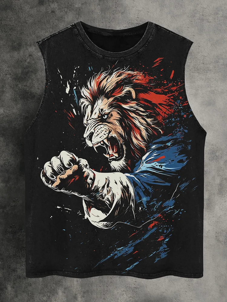 Men's Lion Fitness Print Tank Top