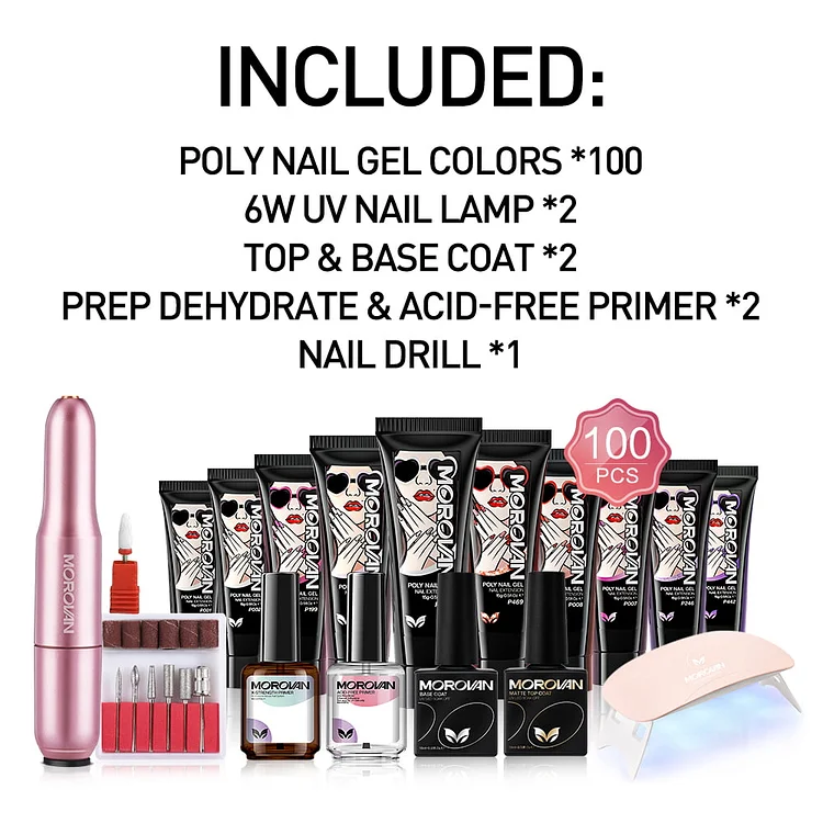 100 Colors Poly Gel Collection with All Tools & Essentials