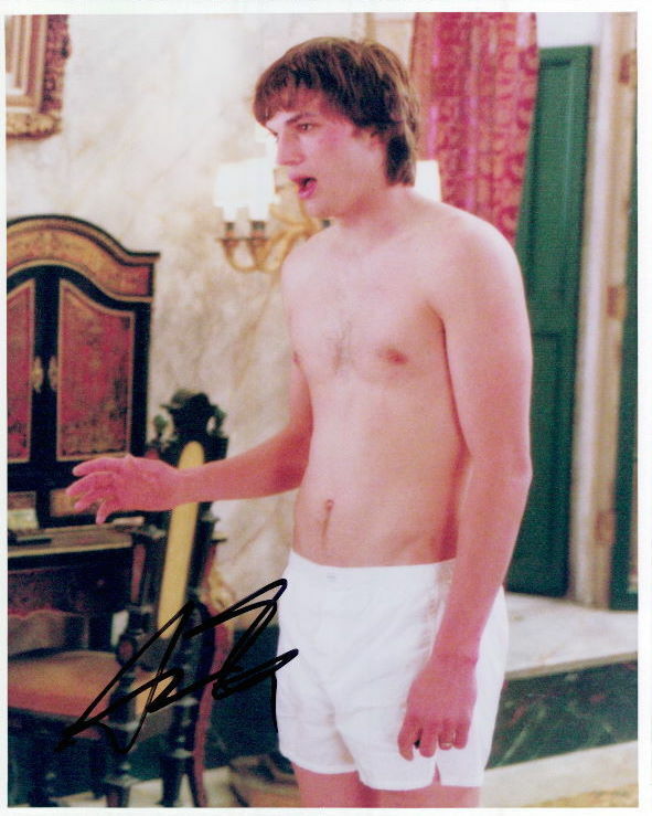 Ashton Kutcher in-person shirtless signed 8x10 Photo Poster painting