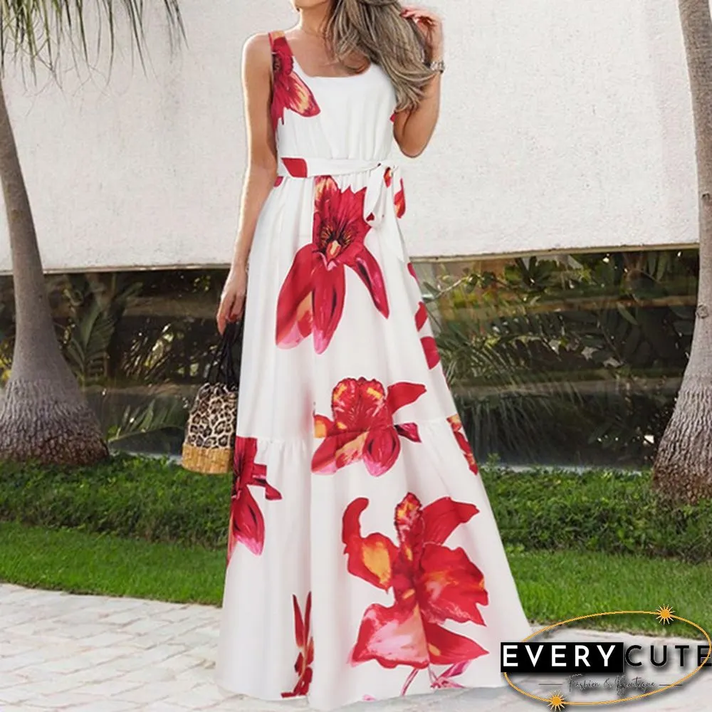 Womens Summer Floral Print Halter Sundress Casual Fashion Loose Club Maxi Skirt Plus Size