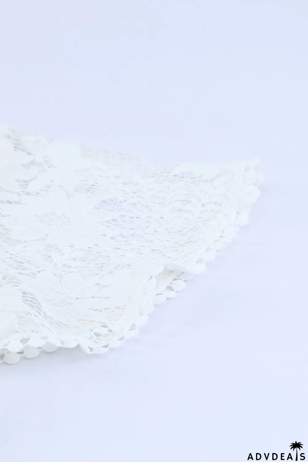 White Flutter Sleeve Wrap V Neck Floral Lace Short Dress