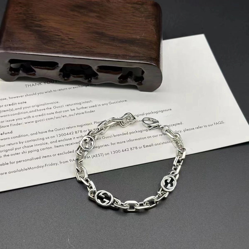 High Version Retro Plus 3G Letter Bracelet Pure White Copper Light Luxury Couple Men’s And Women’s Valentine’s Day Gift Factory Outlet