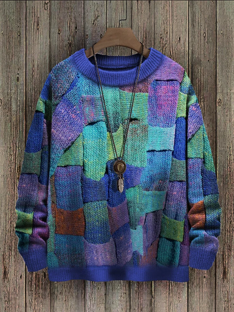 Colorblock Knit Art Cozy Sweater