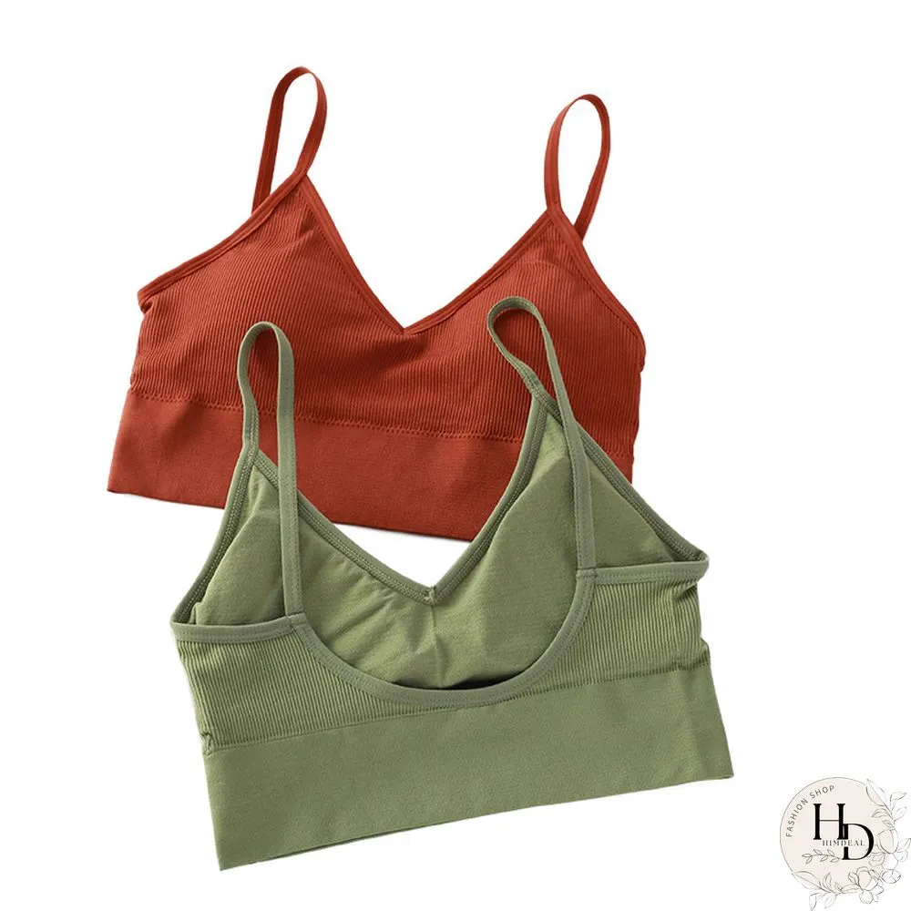 Womens Seamless Bras for Deep Neck Steel Ring Underwear Detachable Vest Sports Short Top