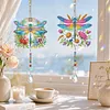 2Pcs Diamond Painting Acrylic Double Sided Dragonfly Wind Chime Suncatcher with Crystal Hanging Pendant