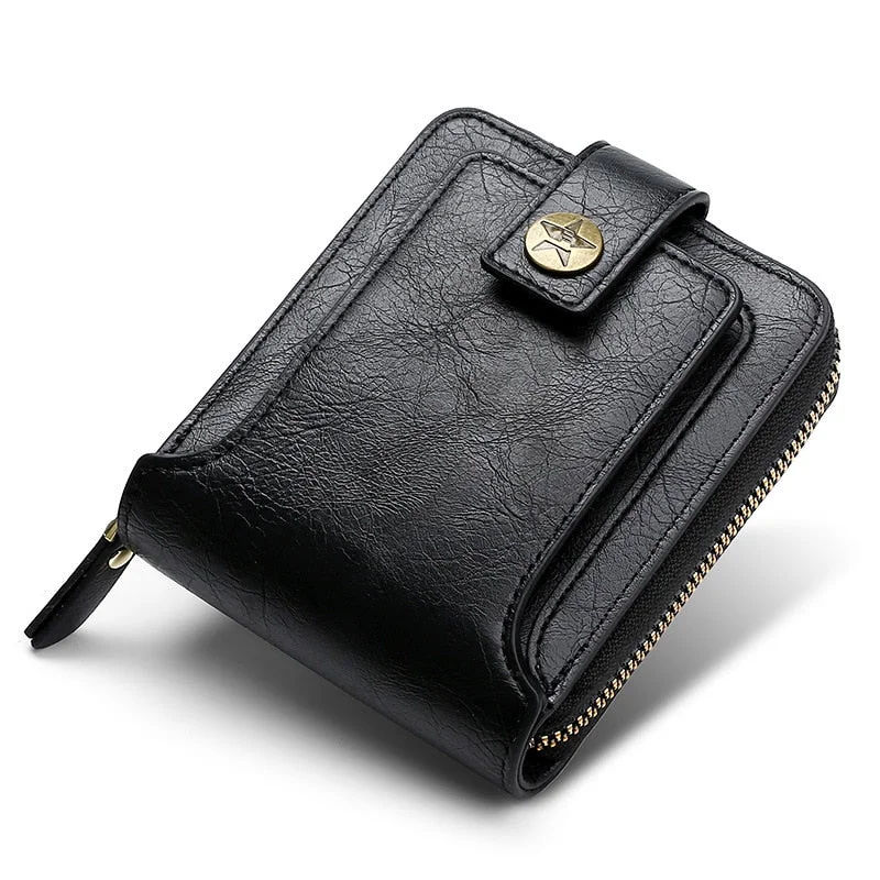 Vintage Small Men's Wallet Genuine Leather Short Purse Men Hasp Zipper Clutch Solid Porte Feuille Hommes Porte Monnaie Homme