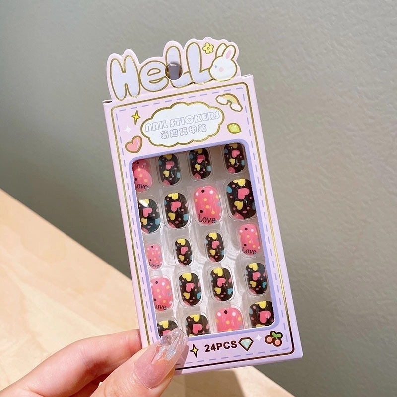 Cute Cartoon Character Stripe Plastic Nail Patches 1 Set