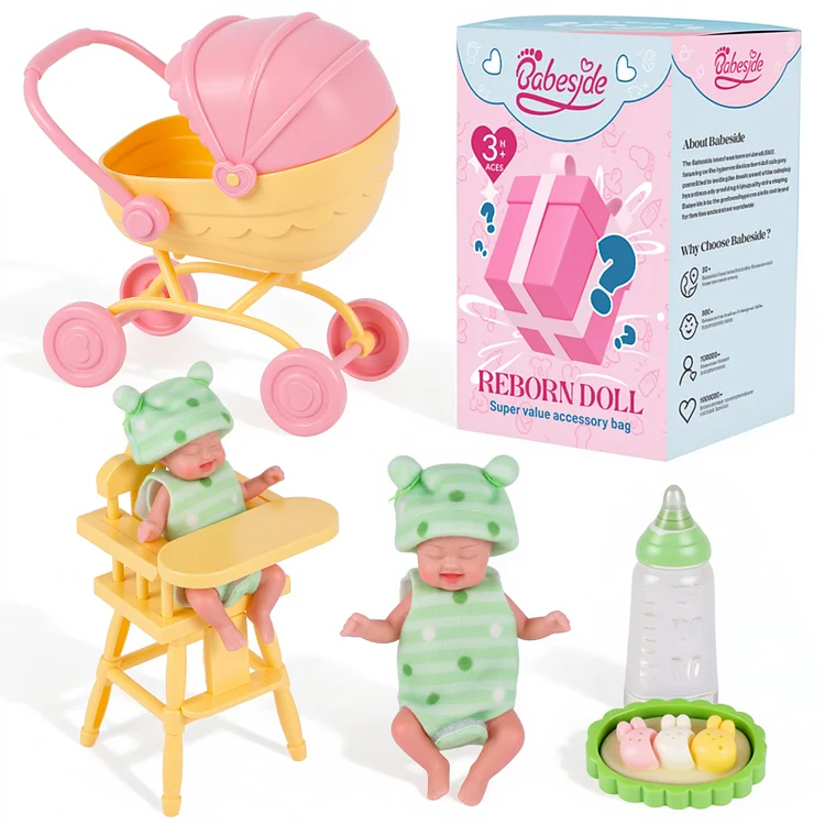 Babeside Fay 4.5" Mini Full Silicone Sleeping Reborn Baby with Playset Accessories