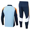Joyfball 2024/2025 Kids Size Real Madrid Half-Pull Training Suit baby blue Football Shirt 1:1 Thai Quality