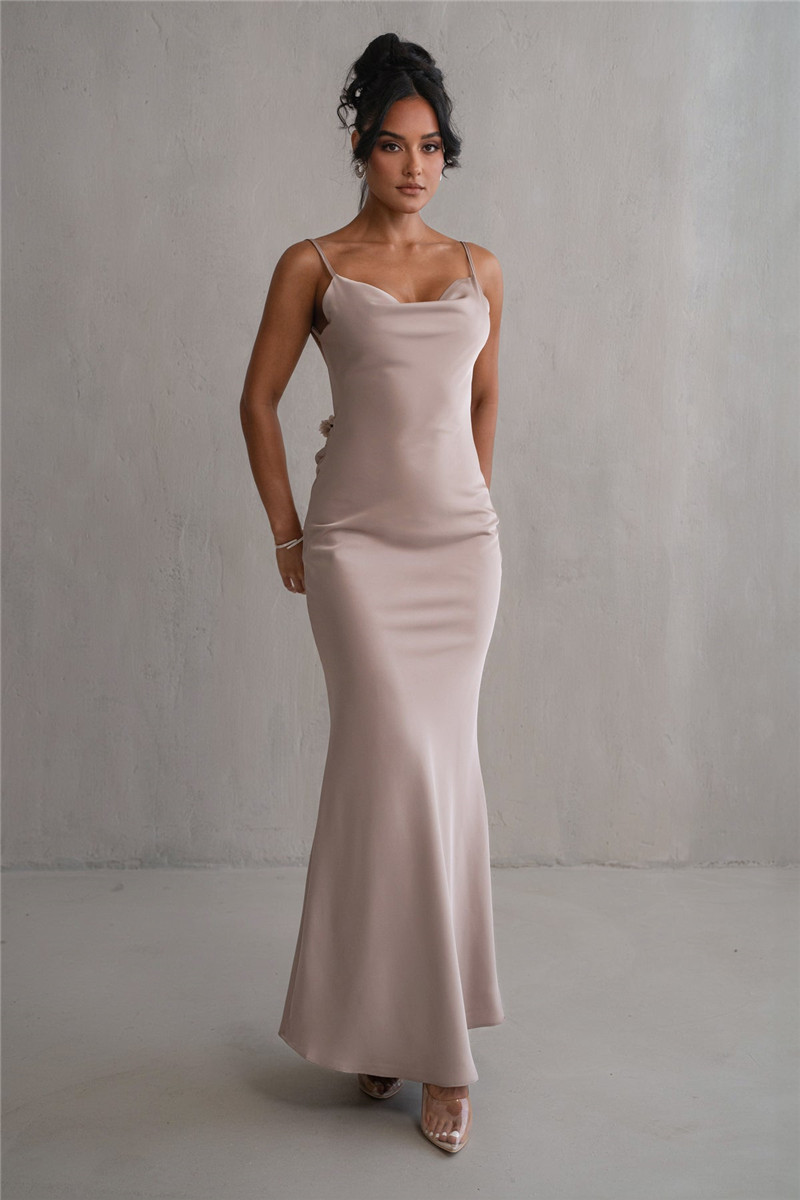 Ootddress Floral Draped Backless Maxi Long Dress For Women Fashion Spaghetti Strap Sleeveless Bodycon Evening Party Dress Elegant