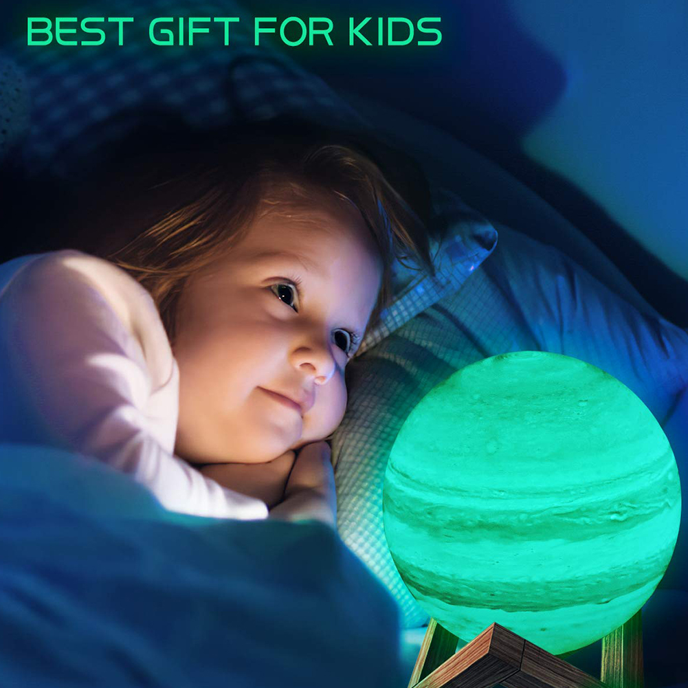 

15cm 16 Colors Remote Control 3D Jupiter Bedside Lamp LED Night Light Kids, 501 Original