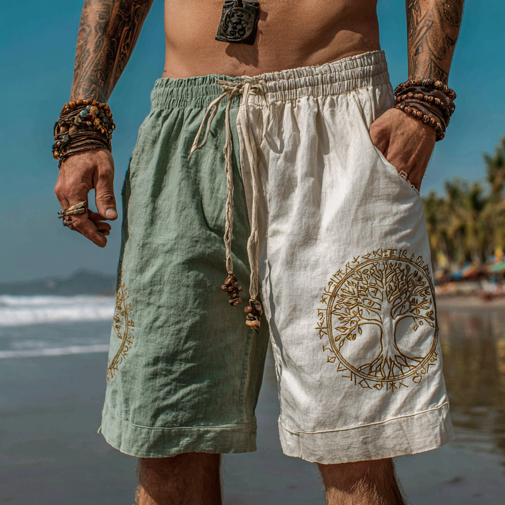 Men's Viking-Inspired Retro Tree Of Life Totem Casual Shorts / Rvogue / Rvogue