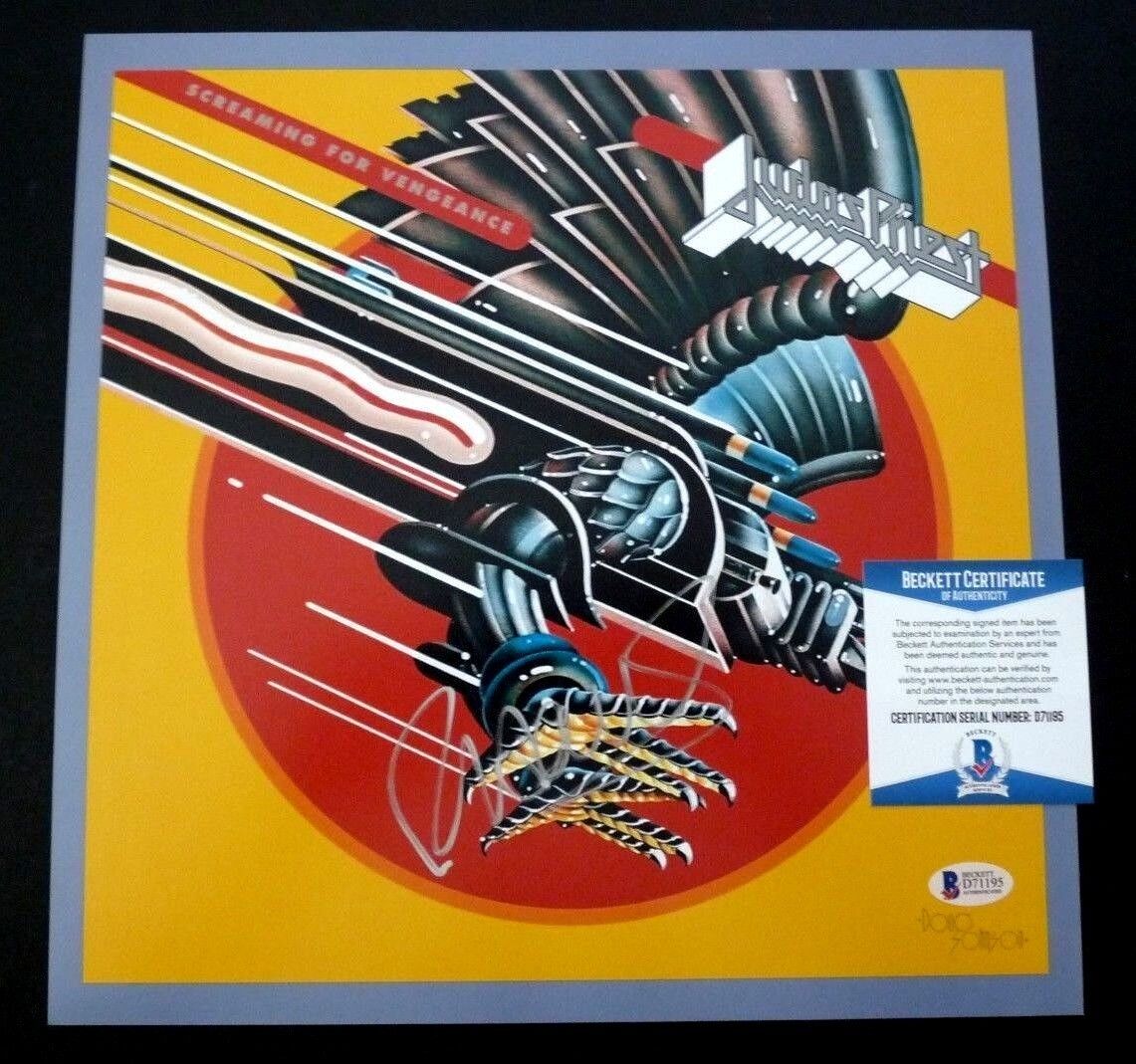 Rob Halford Judas Priest Vengeance Auto'd Signed 12x12 LP Photo Poster painting BAS Certified