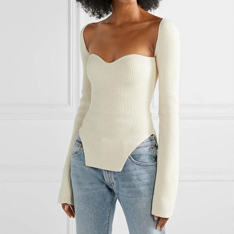 Stretch Off Shoulder Bottomed Sweater