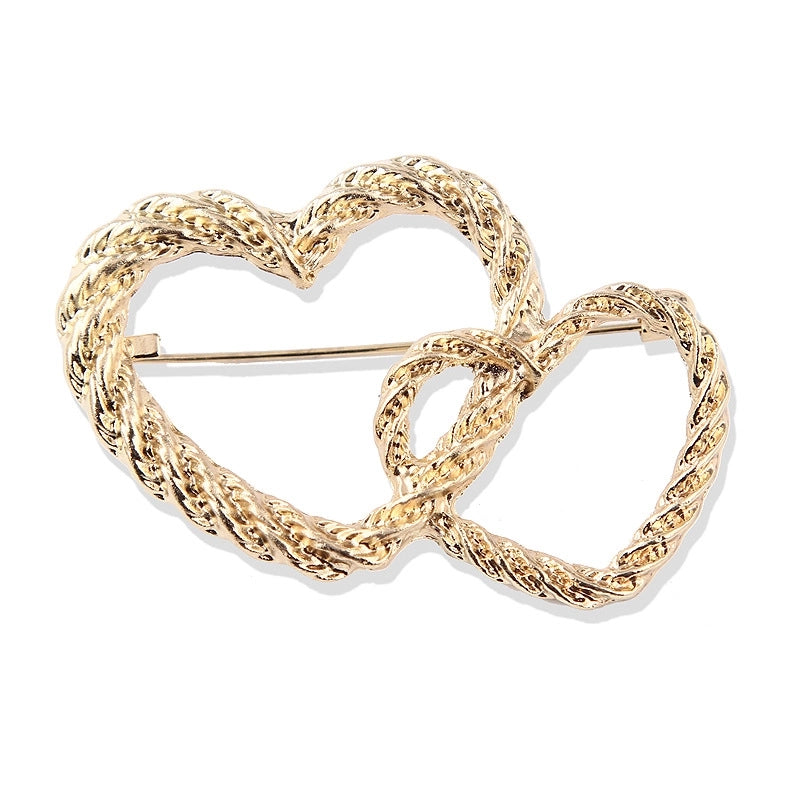 Sweet Pin Double Heart Alloy Plating Women’s Brooches
