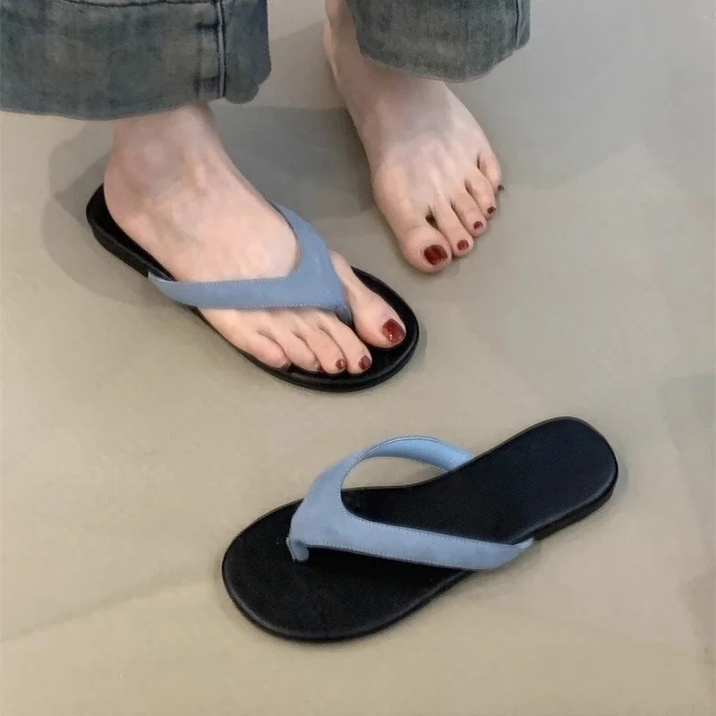 Breakj Breakj 2025 Minimalist Toe Beach Vacation Cool Drag Color Flat Letter Slipper Women Wearing Summer Sandals