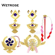 [Wetrose] In Stock Yae Miko Cosplay Props Accessory Staff Weapon Model Head Gear Earring Heisoku Mesa Gohei Onbe Green Xiao