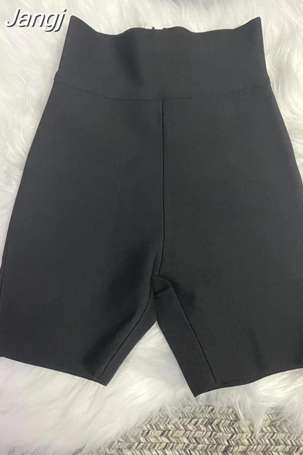 Jangj Colors Bandage Shorts White Black Grey Bandage Short Pants High Waist Top Quality Rayon Vintage Shorts