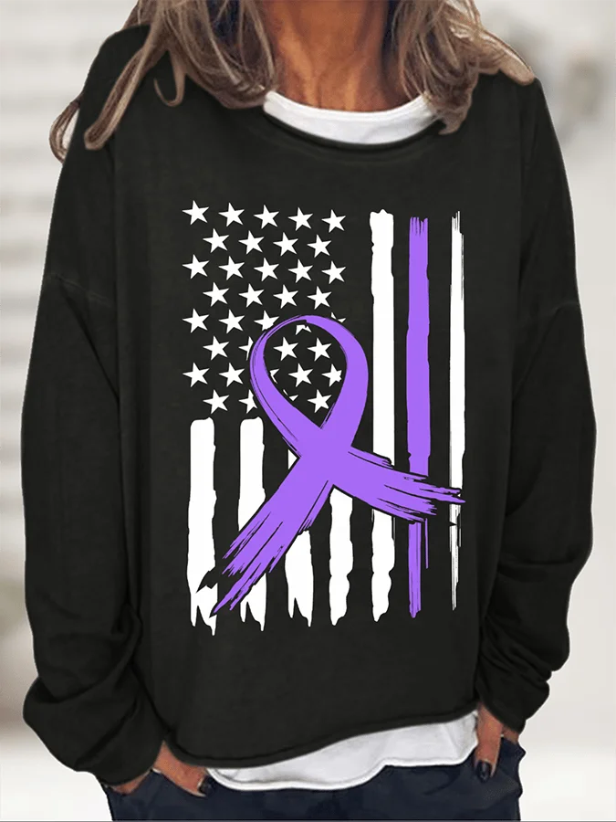 Women's Alzheimer's Awareness Print Casual Sweatshirt socialshop