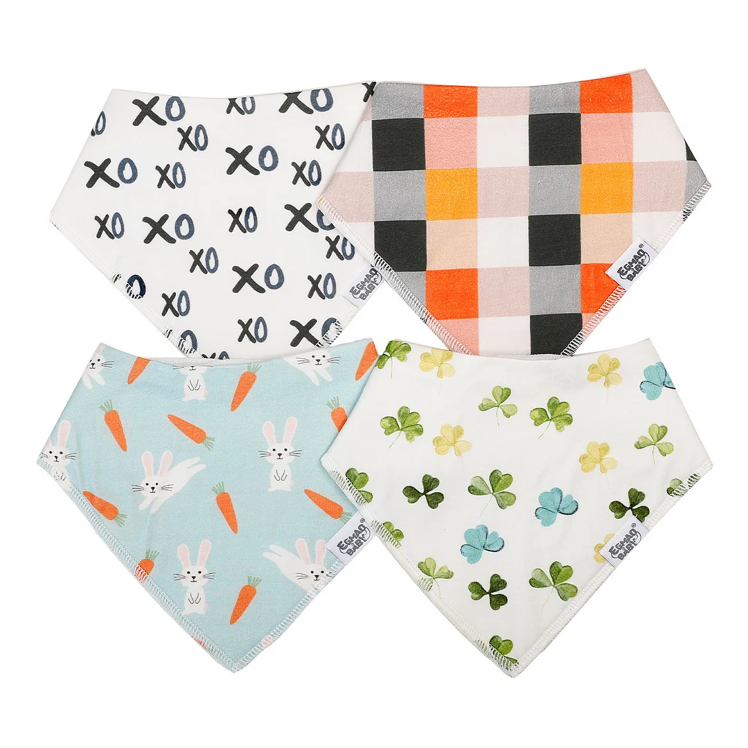 Egmao Baby Organic Cotton Baby Bibs 4-Pack