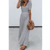 Women's New Round Neck Short Sleeve Long Jumpsuit
