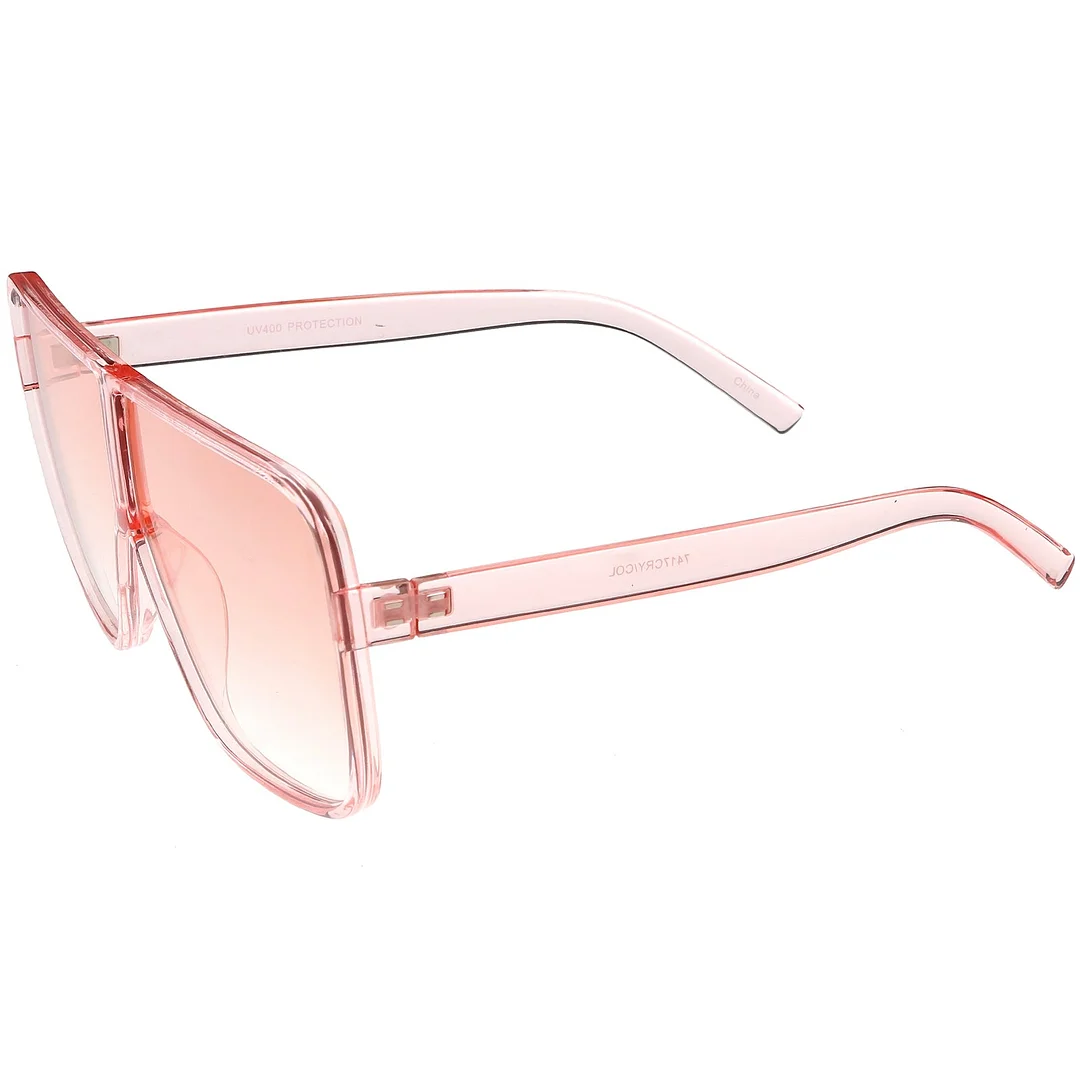 Oversize Translucent Square glasses Flat Top Color Tinted Lens 69mm