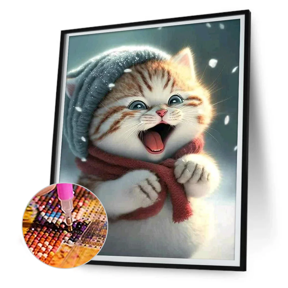 Full Round Diamond Painting 30*40cm - Cute Cat