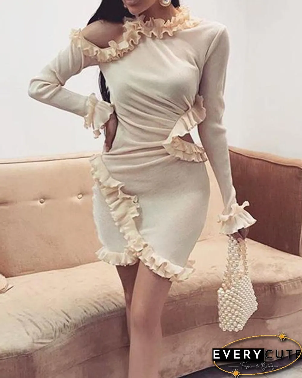 Ruffle Sleeve Bodycon Dress