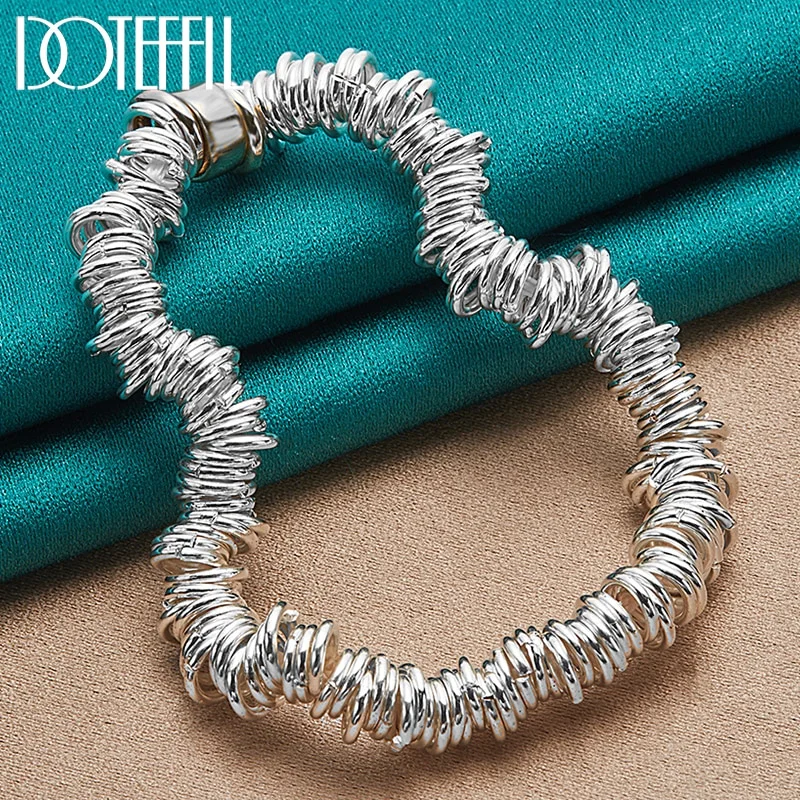 925 Sterling Silver Many Circle Chain Bracelet For Man Women Jewelry