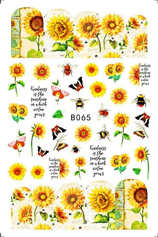 Popular Daisy Nail Sticker for Design Decoration Sunflower Nail Art Decals Adhesive Himawari Sticker for Nail Manicure Design