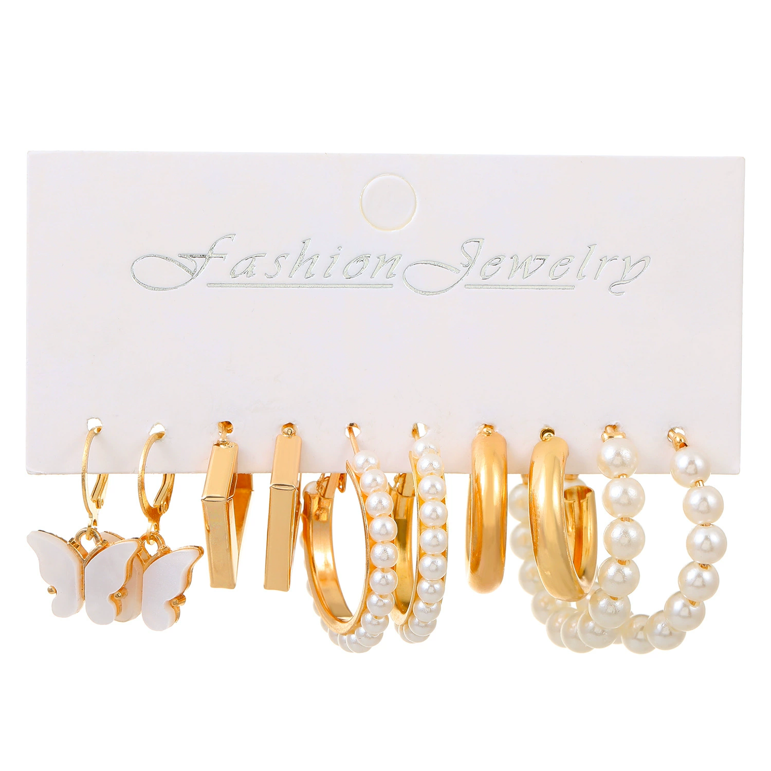 Pearl and gold-plated earrings set