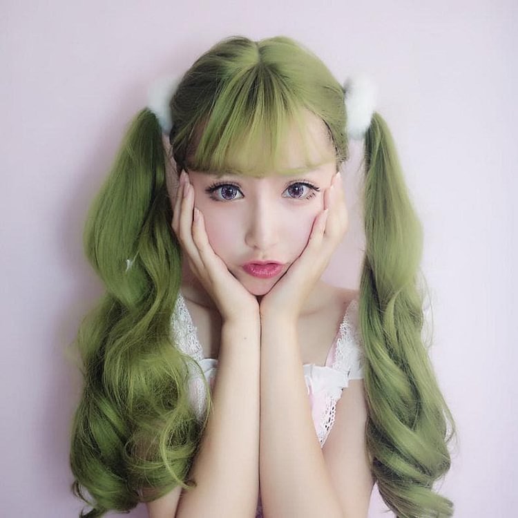 Green Harajuku Lolita Long Curl Wig  SP1710353