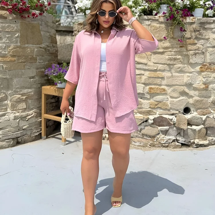 Flowy Plus Size Solid Color Set for Summer Weddings