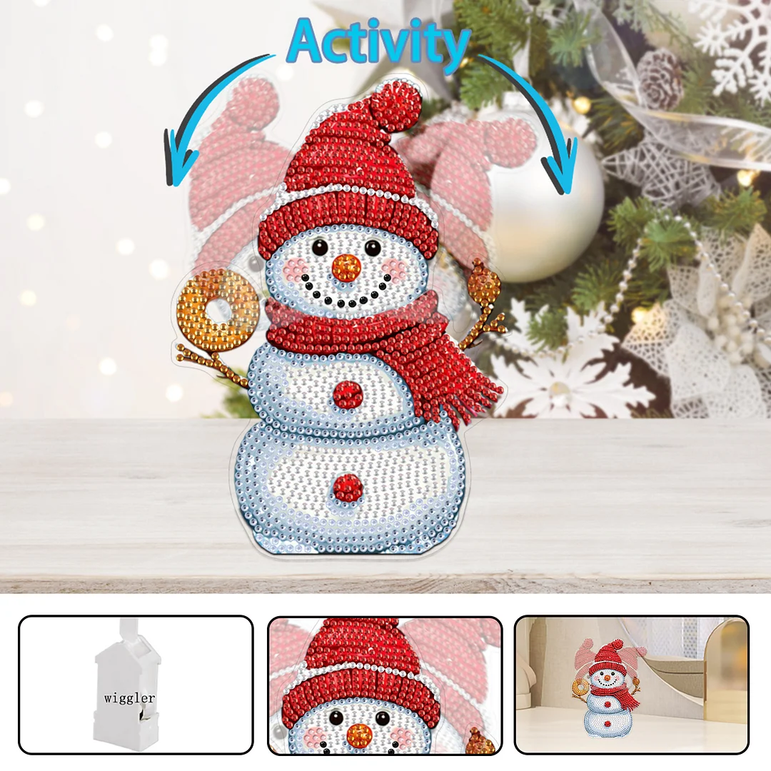 Snowman DIY Acrylic Shaking Head 5D DIY Diamond Art Tabletop Ornament Home Decor