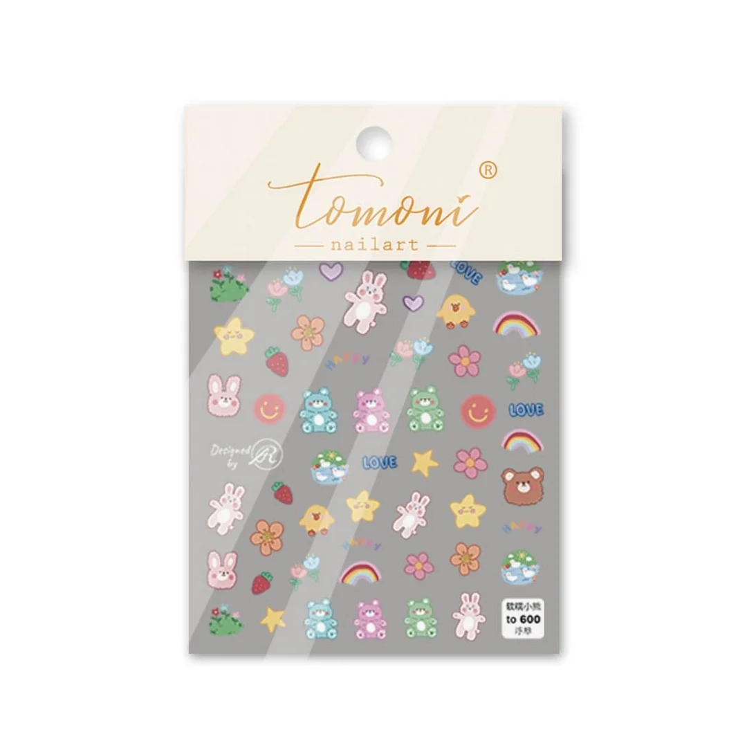 Cute Animals Rabbit Puppy High Quality 5D Engraved Nail Stickers Nail Art Decorations Nail Decals Design