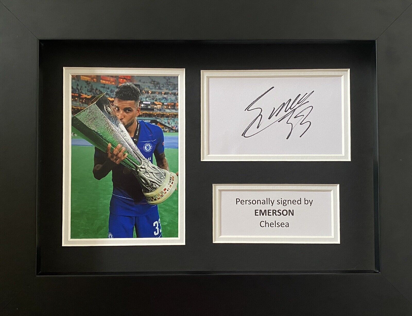 Emerson Hand Signed White Card In A4 Chelsea Frame Display