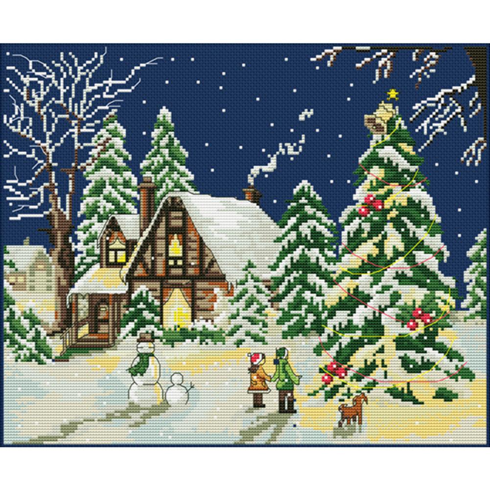 

Snow Scene - 11CT Stamped Cross Stitch - 48*41cm, 501 Original
