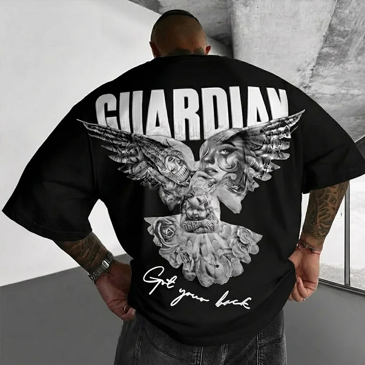 Oversize 100% Cotton Vintage Foam-Print T-Shirt