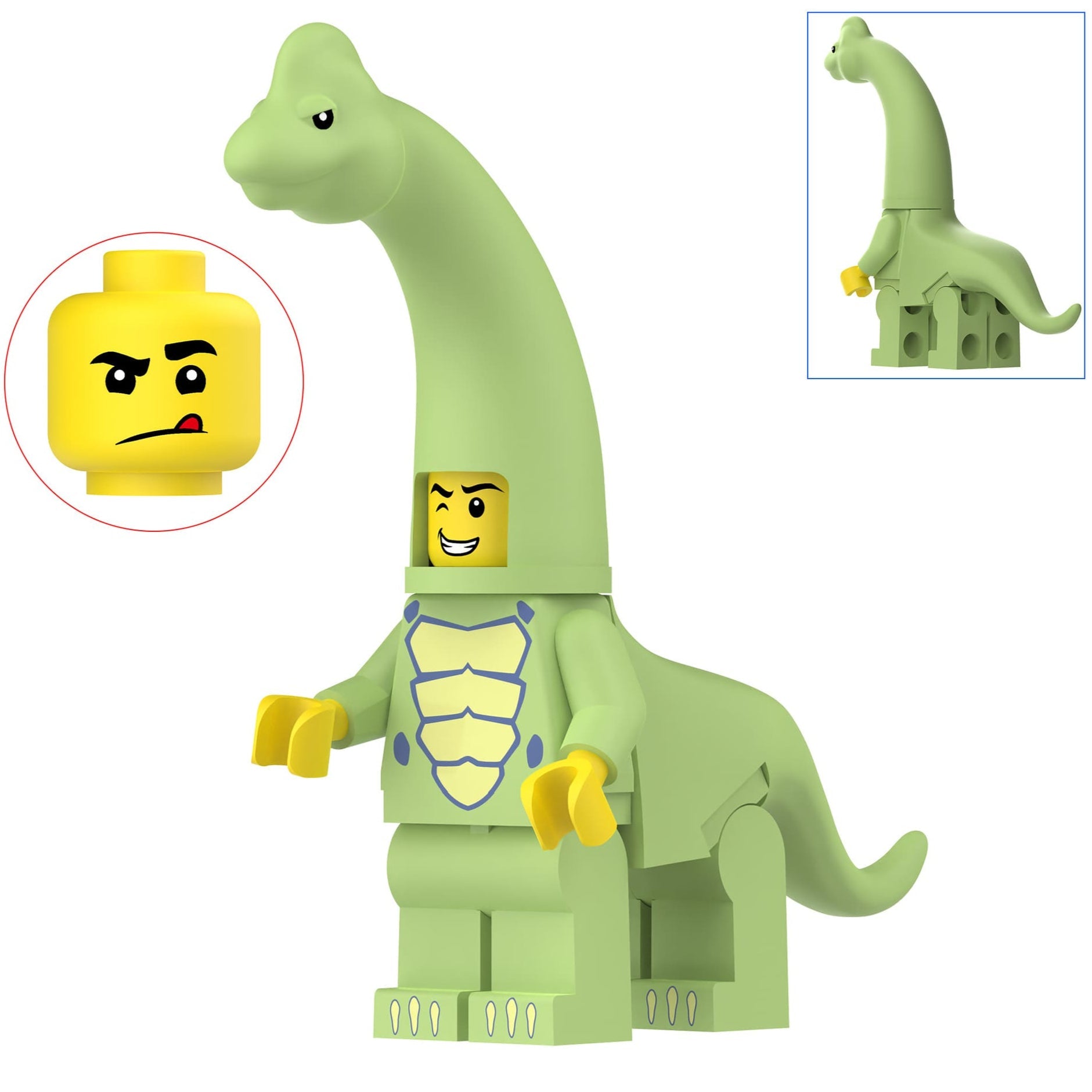 Green Brachiosaurus Costumed Fan Custom Minifigure Minifigure Bricks monstertoys