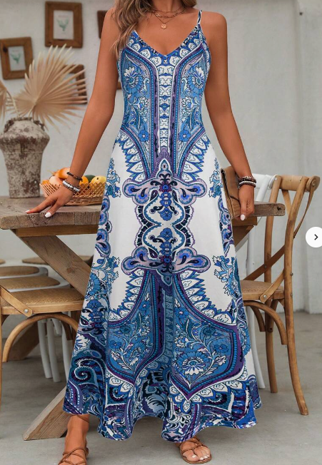 Mature Women Casual Summer Sleeveless Allover Print Cami Dress