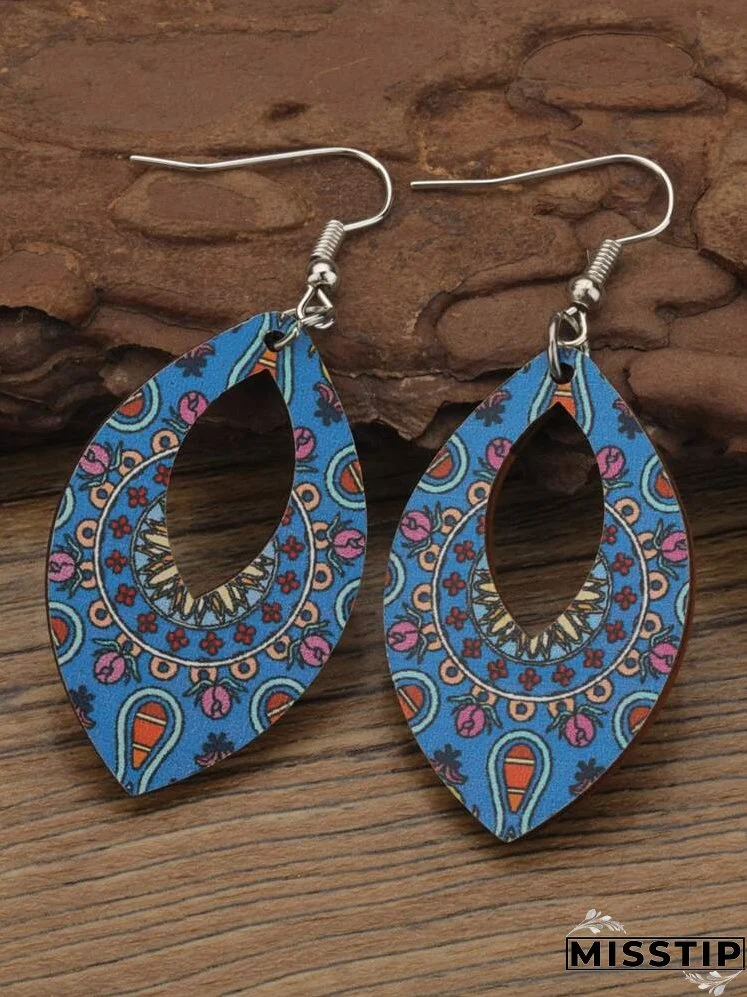 Flower Print Drop Earrings