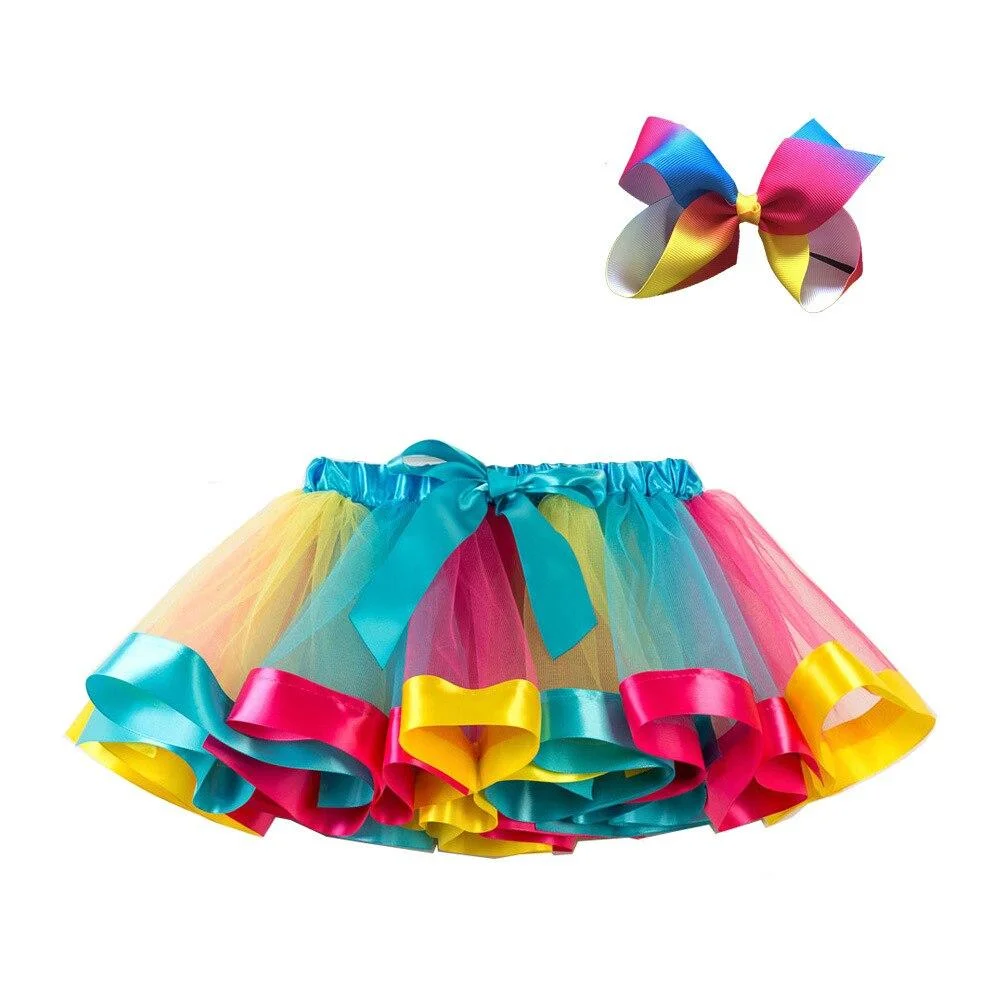 Tutu Skirt Baby Girl Skirts 3 to 8Yrs Princess Mini Pettiskirt Party Dance Rainbow Tulle Skirts Girls Clothes Children Clothing