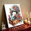 (Pre-Framed)Sewing Machine and Flowers-Special Shaped Diamond Painting(25x25cm)