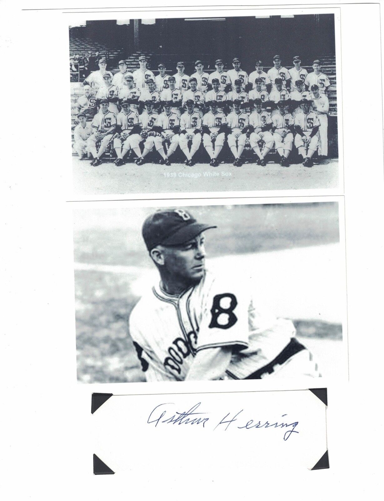 Arthur Herring Brooklyn Dodgers Signed Cut W/4 x 6