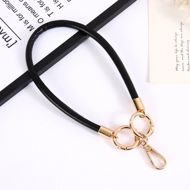 Minimalist Solid Color Pu Leather Bag Pendant Mobile Phone Chain Keychain