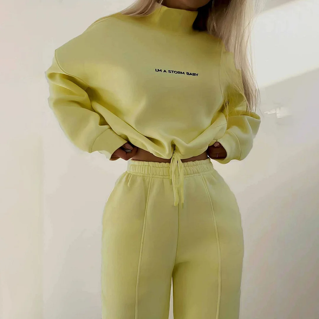 Women's Printed Sweatshirt Suit Two Piece Set