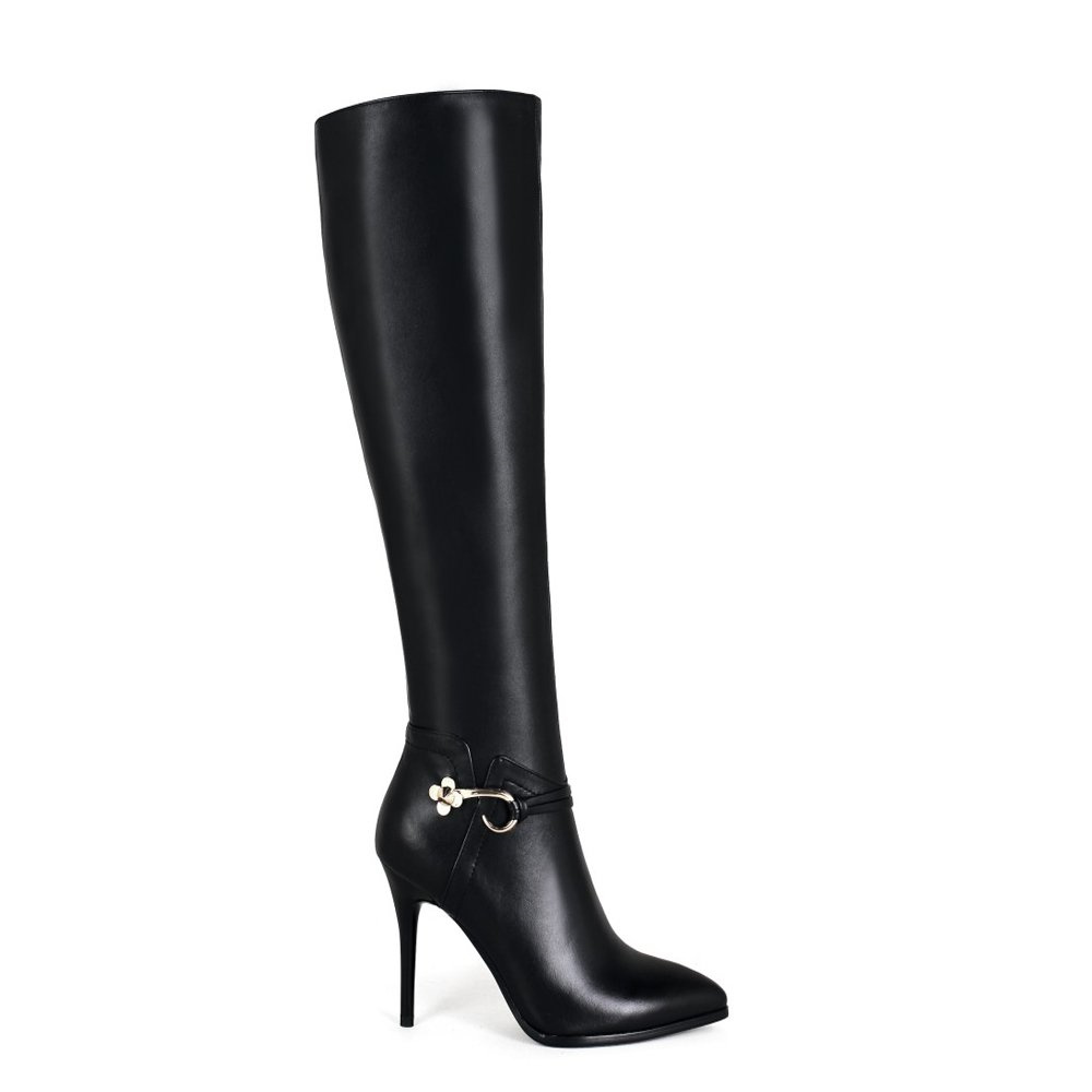 Women's Knee Boots Leather Thin Heels Shoes Dress Party Winter Knee High Boots-MERUMOTE