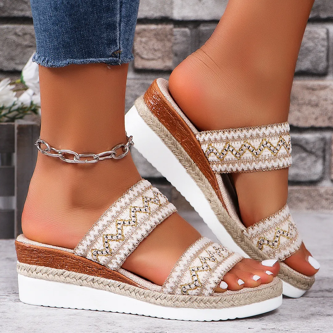 Breakj Breakj Summer New Slope And Thick-Soled Women's Shoes Plus-Size With Casual Slope And Slippers