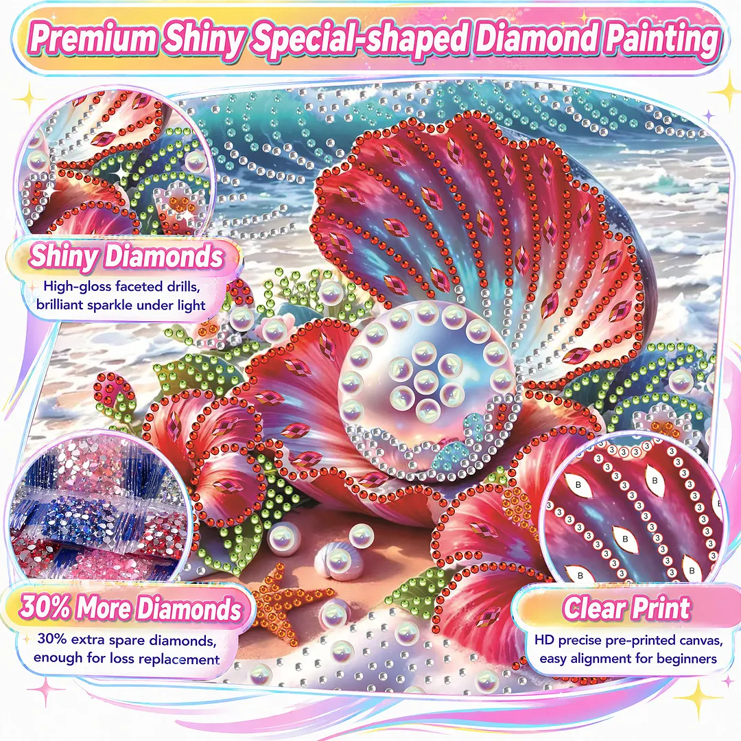 Beach Hibiscus Beaded Decor Special Shaped 5D DIY Partial Drill Diamond Painting Kits for Adults Beginners Home Decor Diamonds Dots Gem Art Kits 11.81 X11.81inch